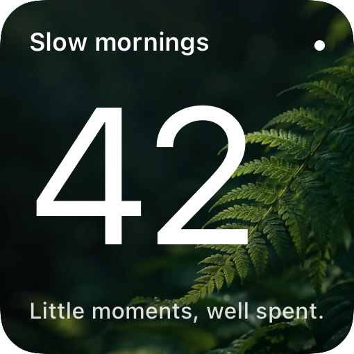 Grove template: a personal number, 42, over deep green fern leaves